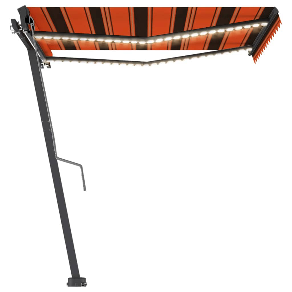 Tenda Automatica Sensore Vento e LED 350x250 cm Arancio Marrone