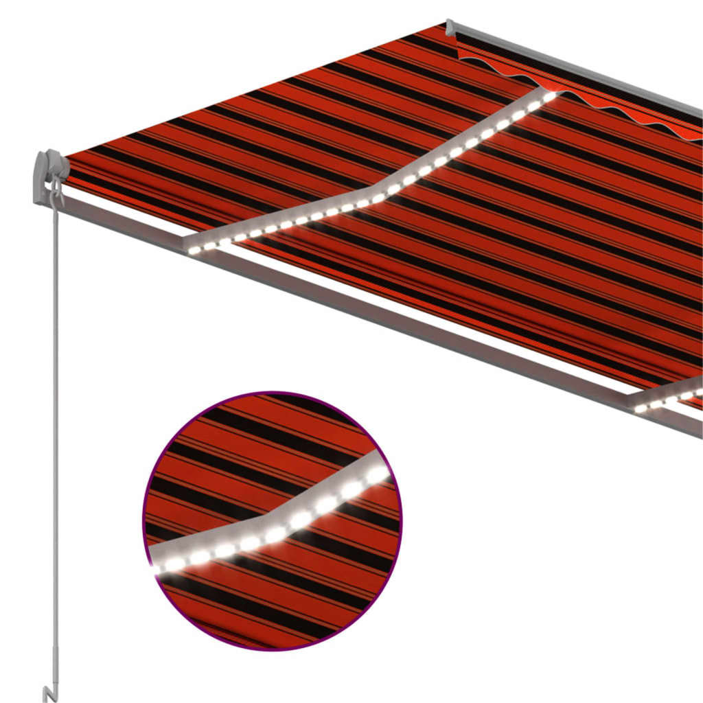 Tenda Automatica Sensore Vento e LED 350x250 cm Arancio Marrone