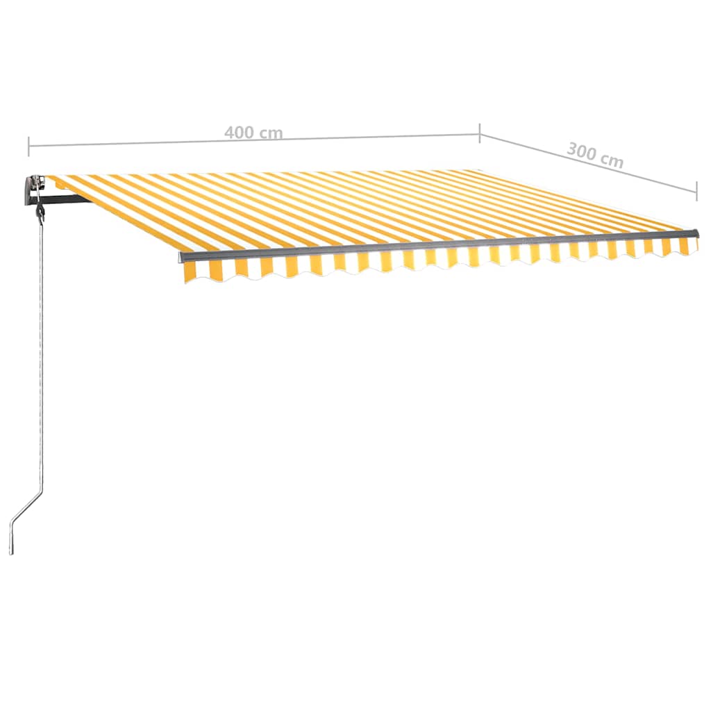 Tenda Retrattile Manuale con Palo 400x300 cm Giallo/Bianco