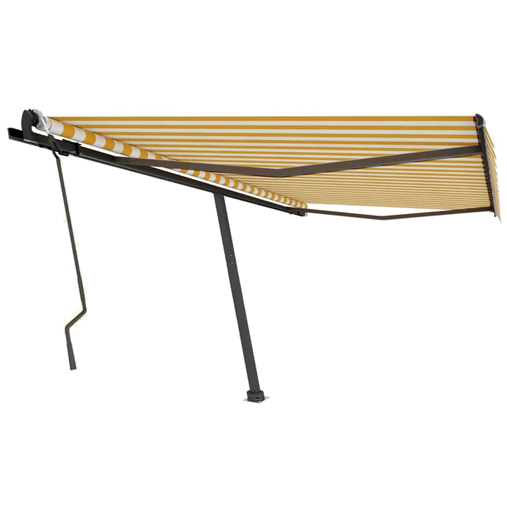 Tenda Retrattile Manuale con Palo 400x300 cm Giallo/Bianco