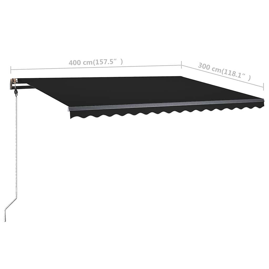 Tenda da Sole Retrattile Manuale con Palo 400x300 cm Antracite