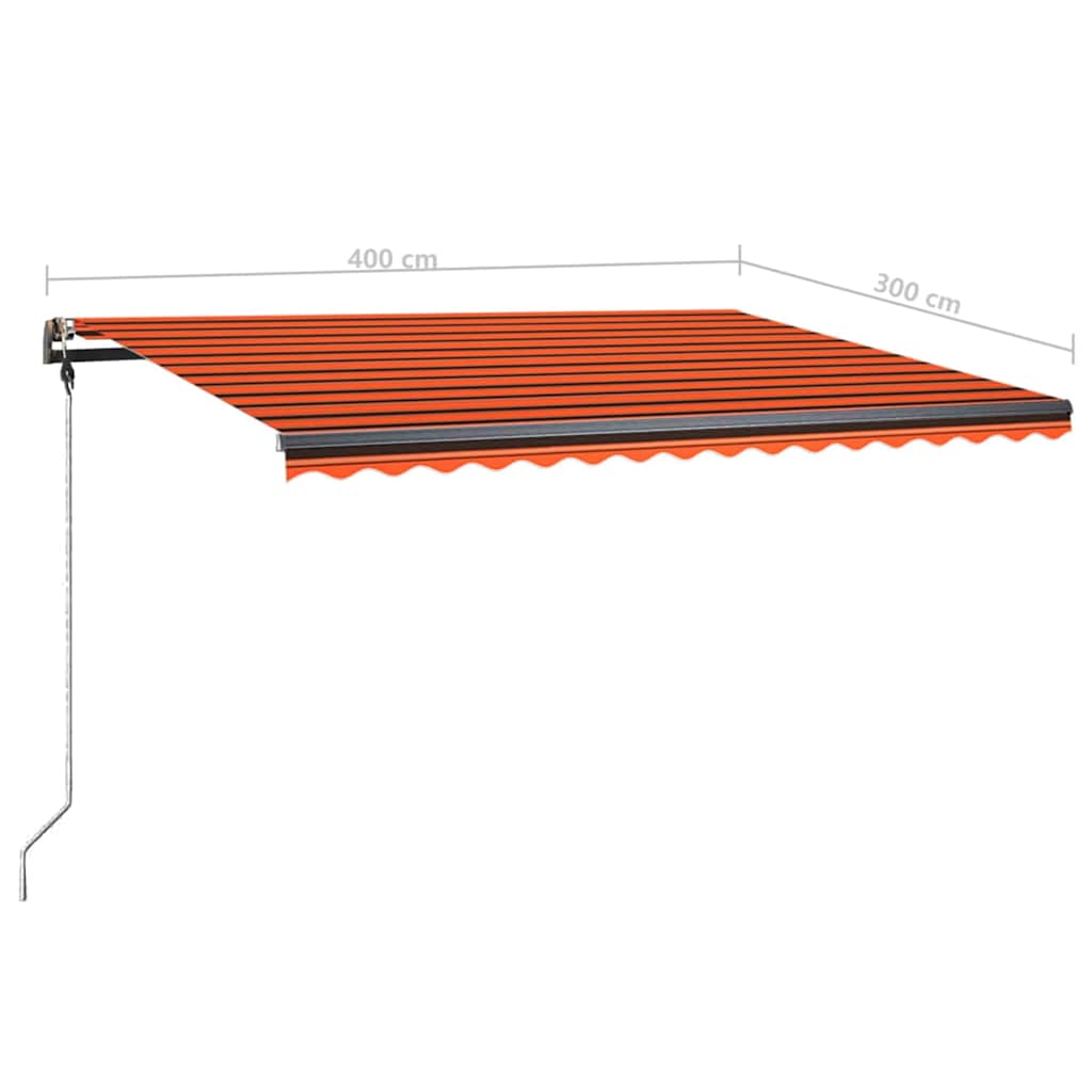 Tenda da Sole Manuale con Palo 400x300 cm Arancione/Marrone