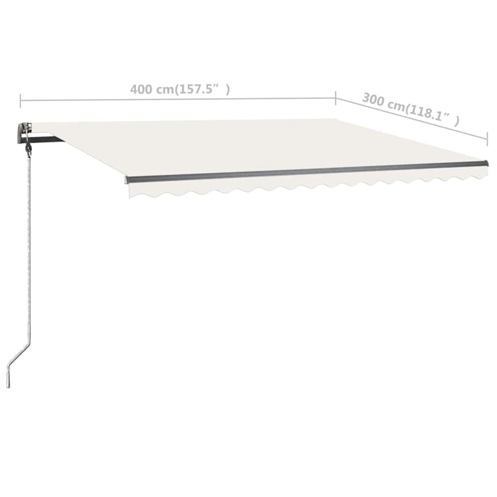 Tenda da Sole Retrattile Manuale con LED 400x300 cm Crema