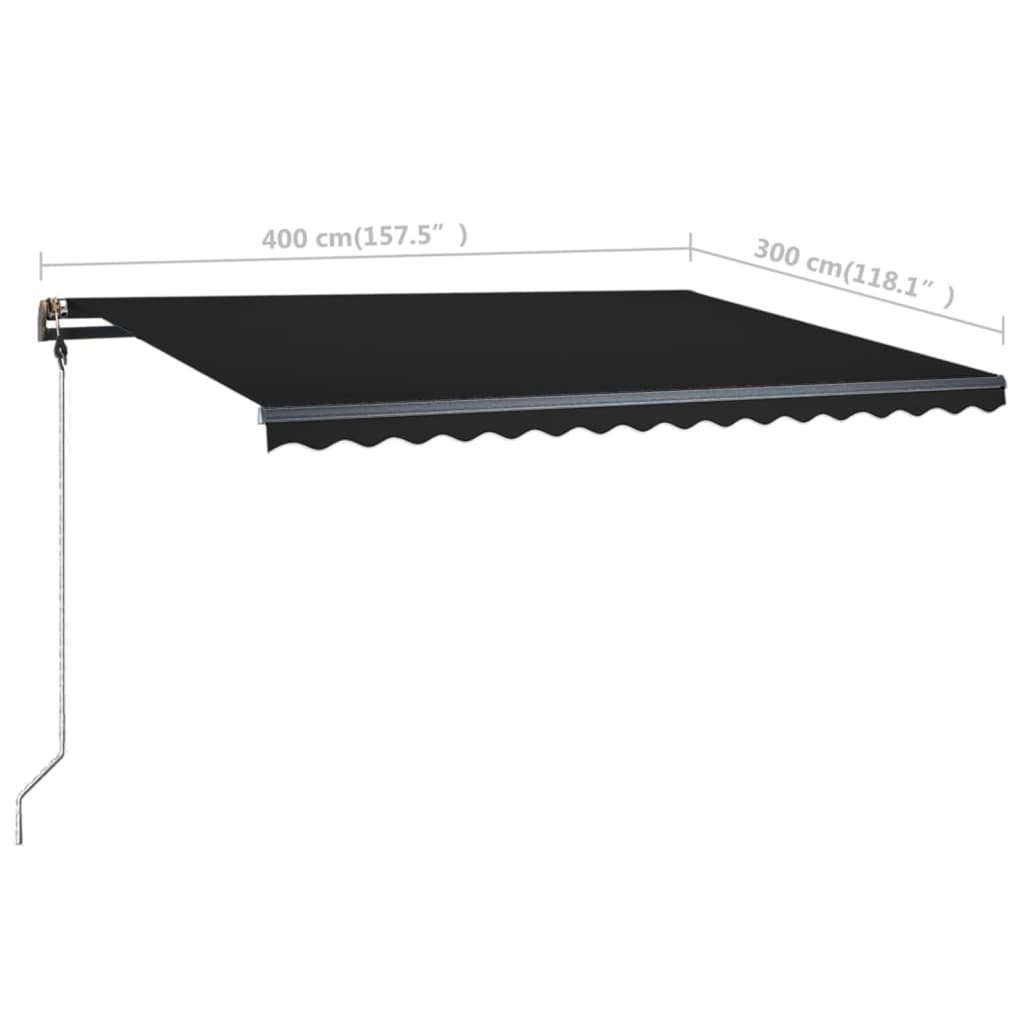 Tenda da Sole Retrattile Manuale con LED 400x300 cm Antracite