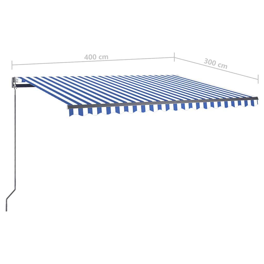 Tenda Automatica con Sensore Vento e LED 400x300 cm Blu Bianca