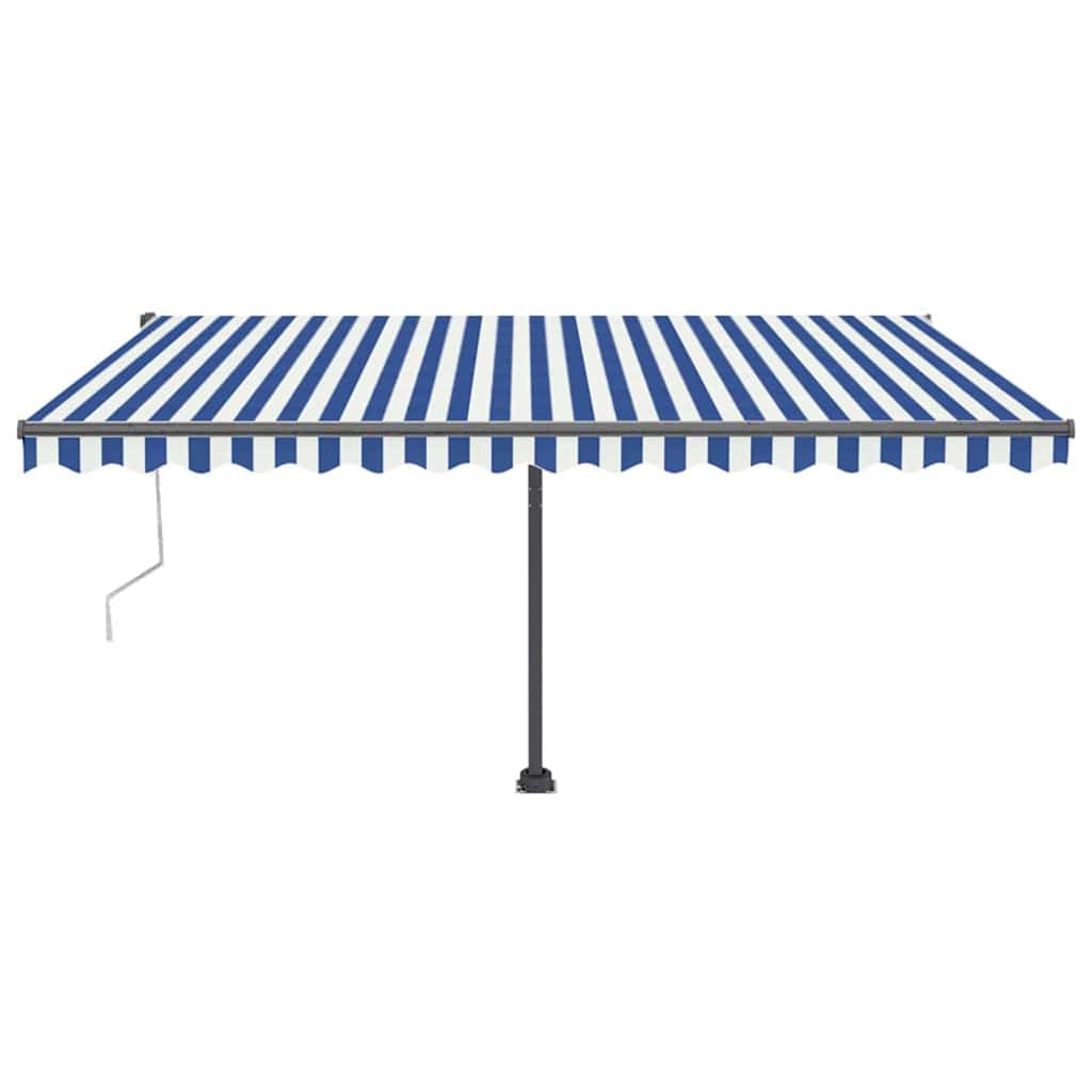 Tenda Automatica con Sensore Vento e LED 400x300 cm Blu Bianca