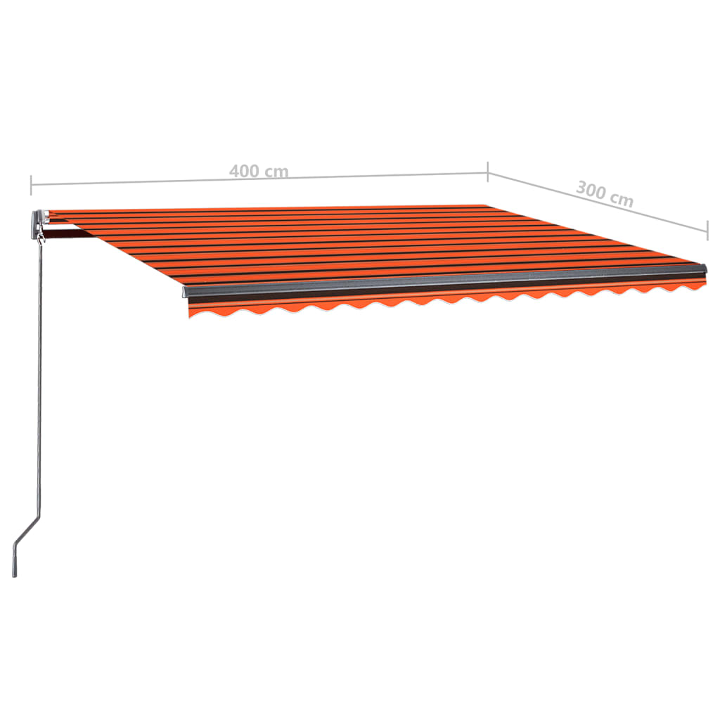 Tenda Automatica Sensore Vento e LED 400x300 cm Arancio Marrone