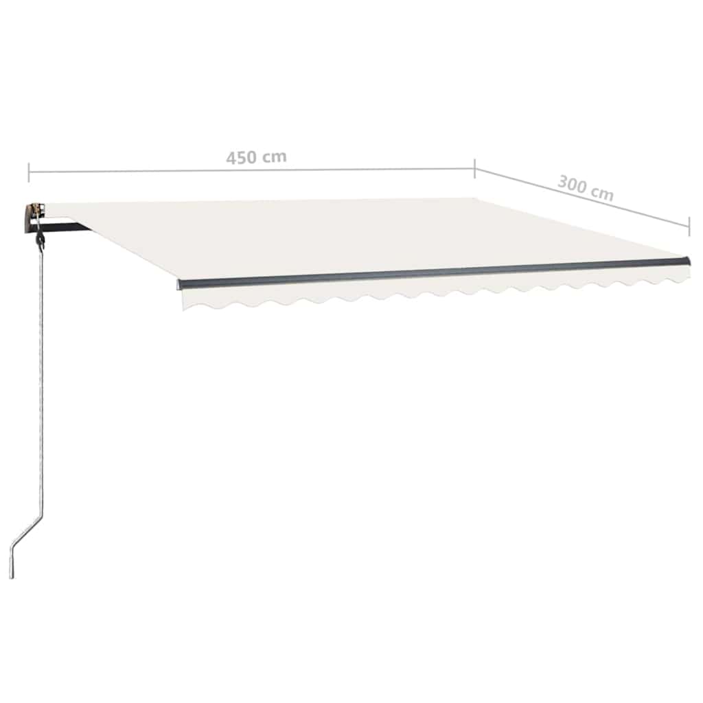 Tenda da Sole Retrattile Manuale con LED 450x300 cm Crema