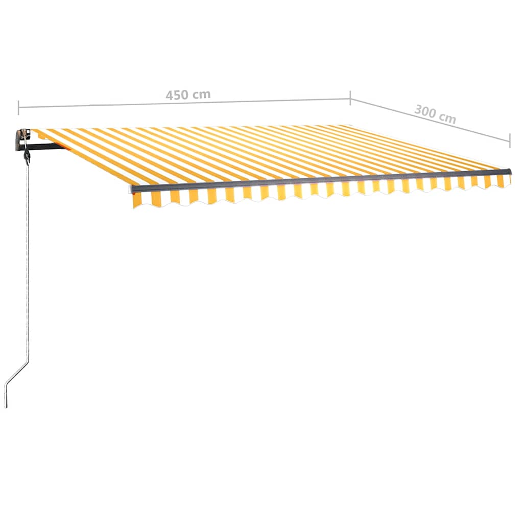 Tenda da Sole Retrattile Manuale LED 450x300 cm Gialla Bianca