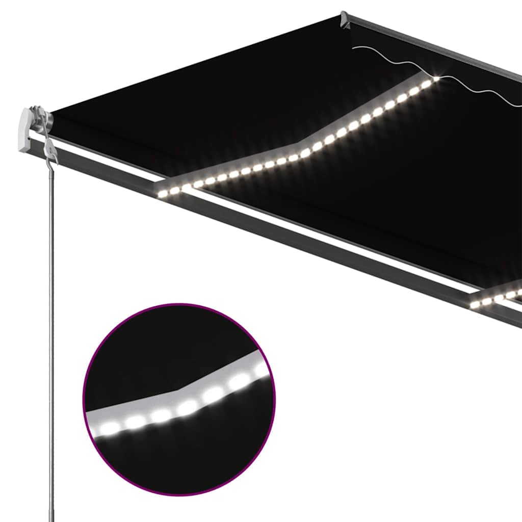 Tenda da Sole Retrattile Manuale con LED 450x300 cm Antracite