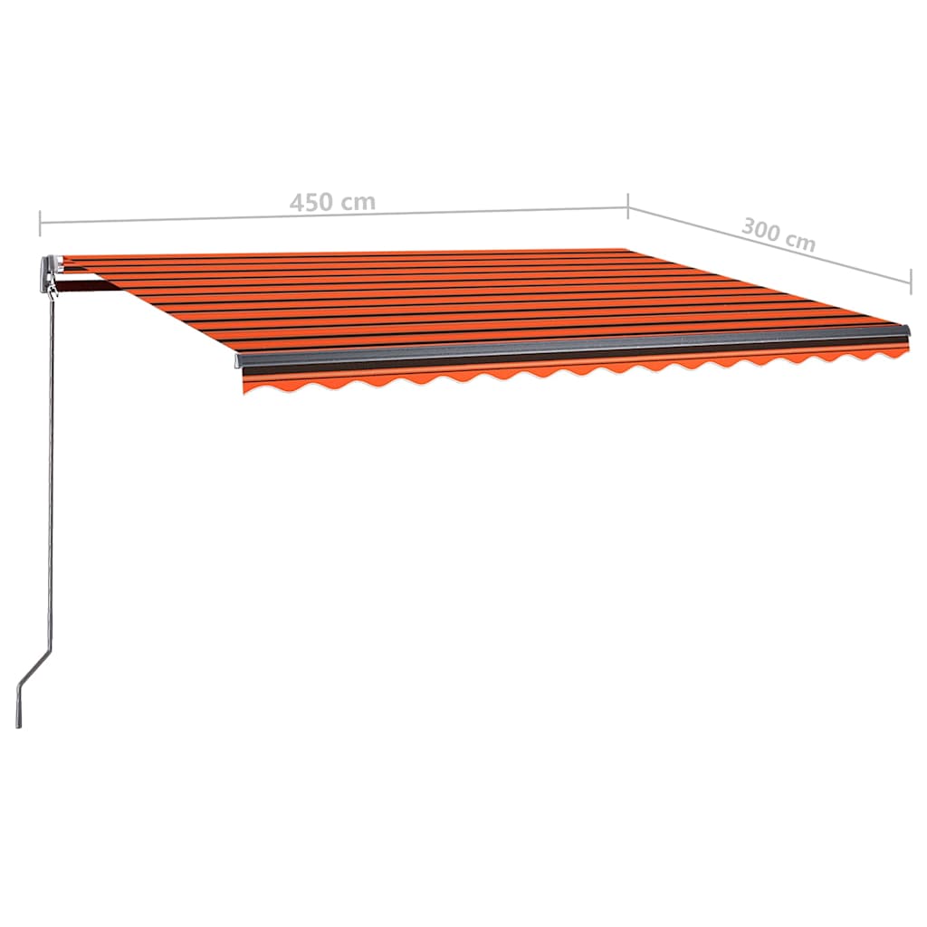 Tenda Retrattile Automatica con Palo 450x300 cm Arancio Marrone