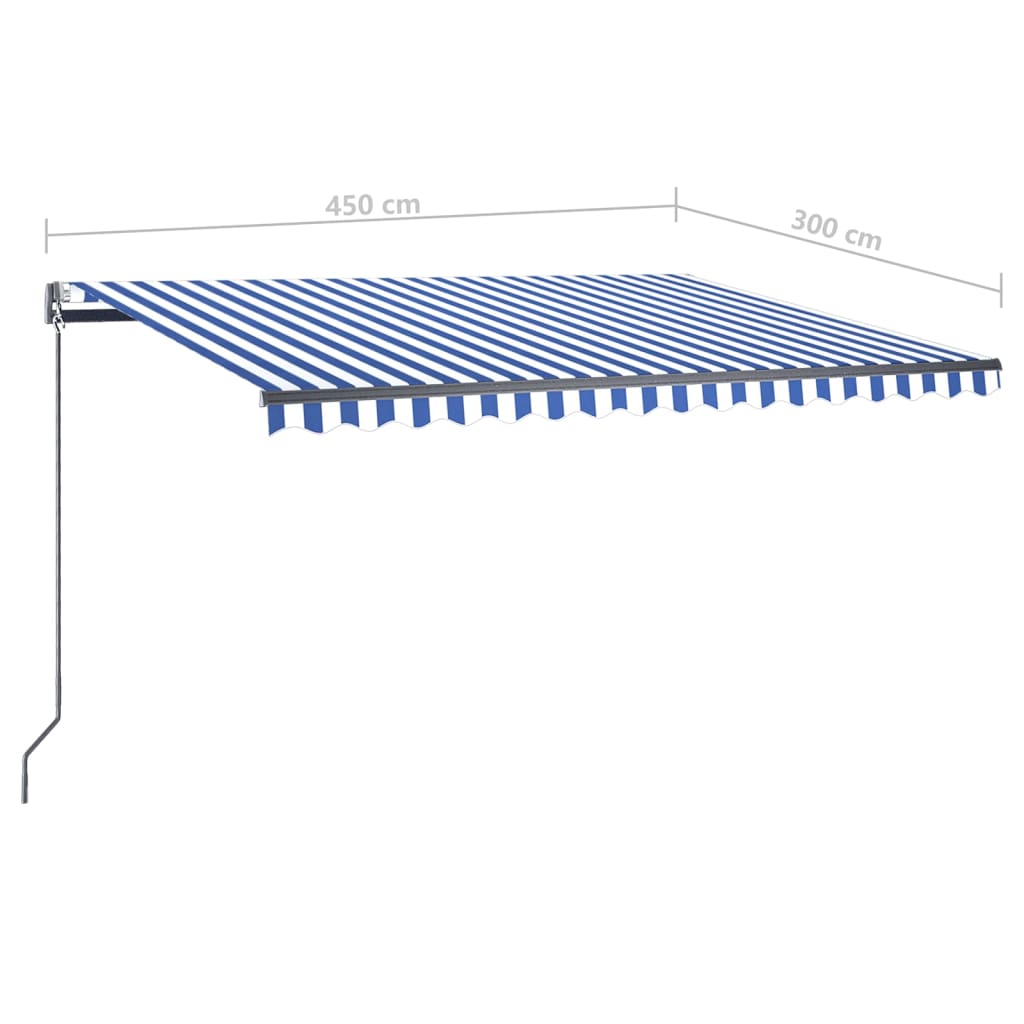 Tenda Automatica con Sensore Vento e LED 450x300 cm Blu Bianca