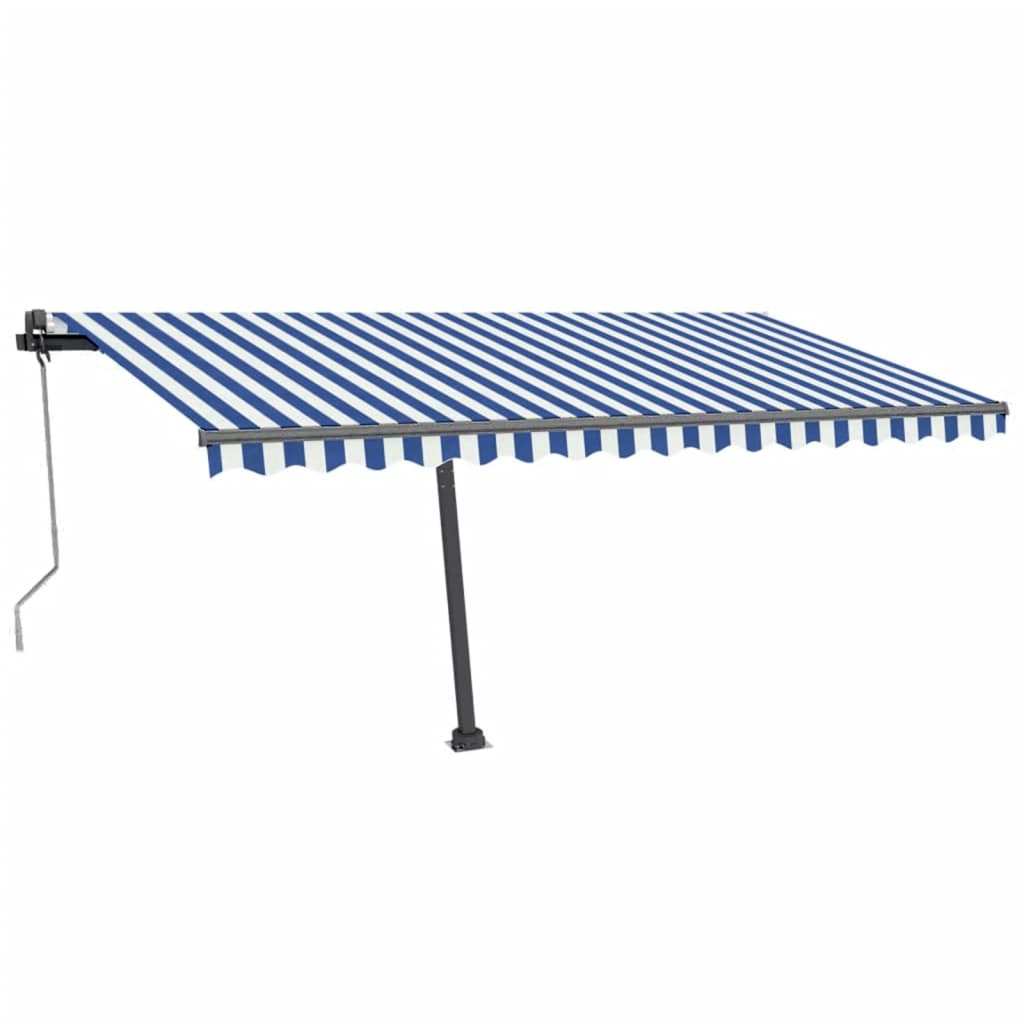 Tenda Automatica con Sensore Vento e LED 450x300 cm Blu Bianca