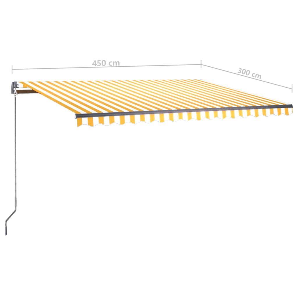 Tenda Automatica Sensore Vento e LED 450x300 cm Gialla Bianca