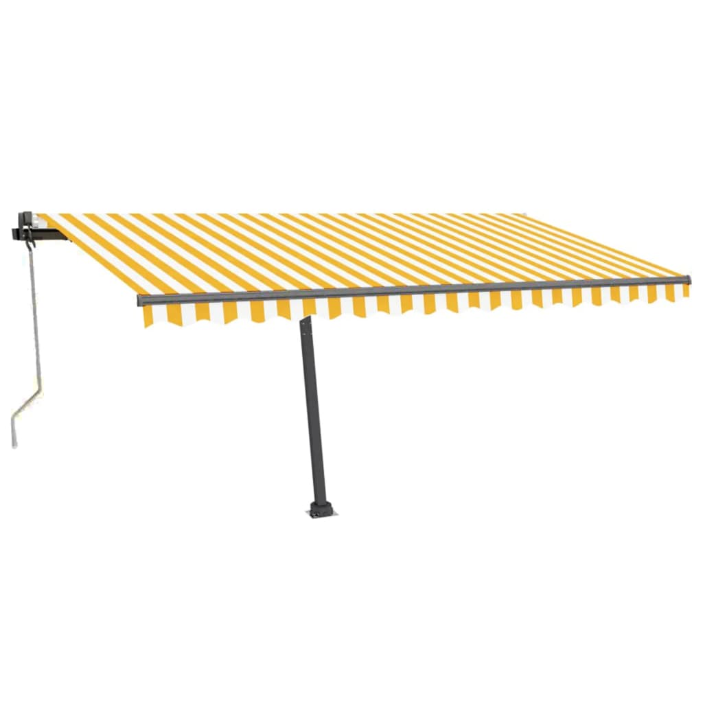 Tenda Automatica Sensore Vento e LED 450x300 cm Gialla Bianca