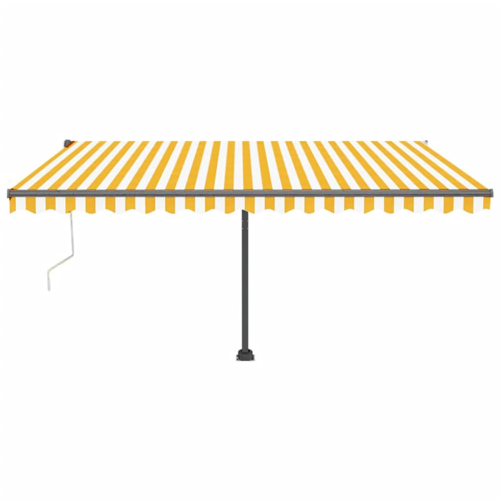 Tenda Automatica Sensore Vento e LED 450x300 cm Gialla Bianca