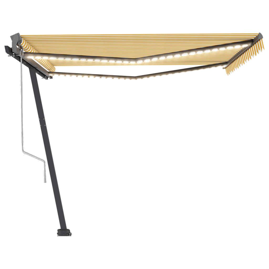 Tenda Automatica Sensore Vento e LED 450x300 cm Gialla Bianca