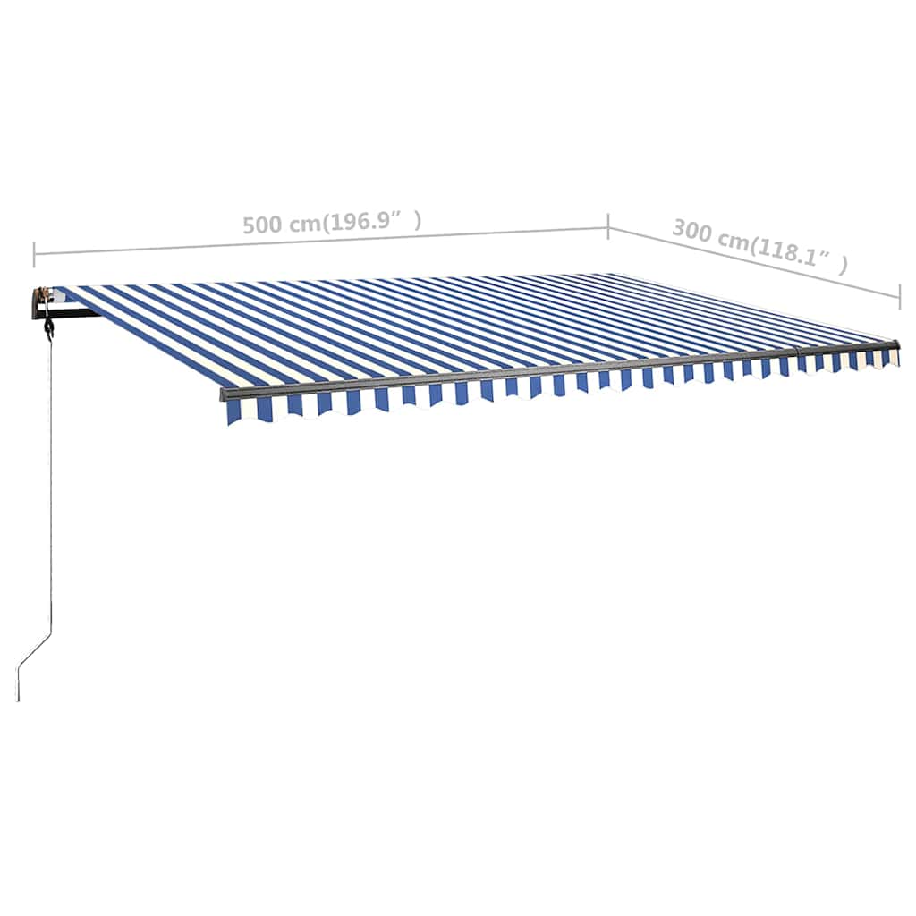 Tenda da Sole Manuale Autoportante 500x300 cm Blu/Bianca