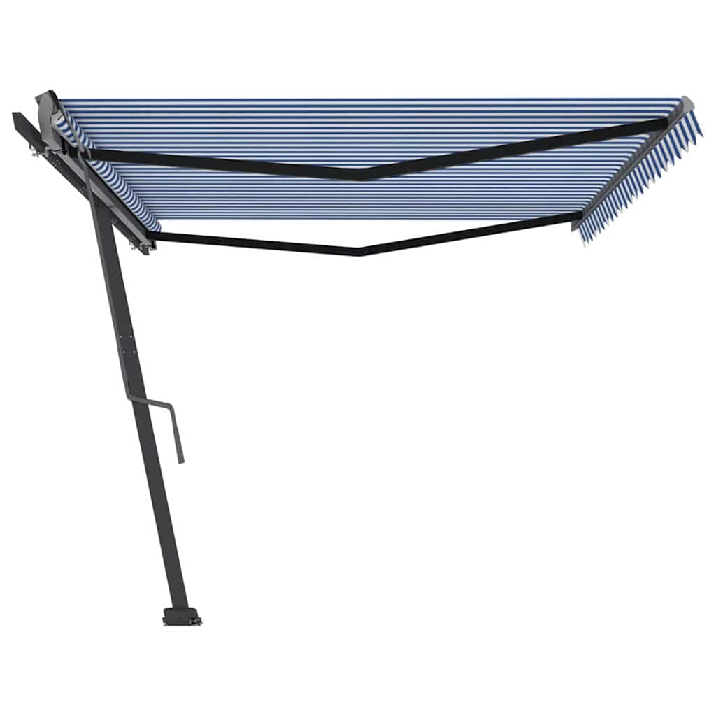 Tenda da Sole Manuale Autoportante 500x300 cm Blu/Bianca