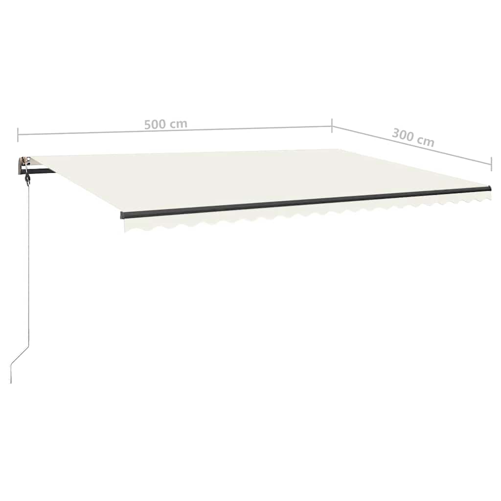 Tenda da Sole Retrattile Manuale con LED 500x300 cm Crema