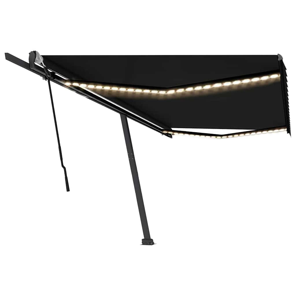 Tenda da Sole Retrattile Manuale con LED 500x300 cm Antracite