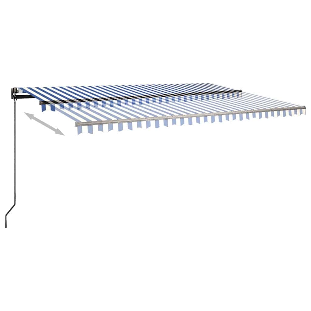 Tenda Automatica con Sensore Vento e LED 500x300 cm Blu Bianca