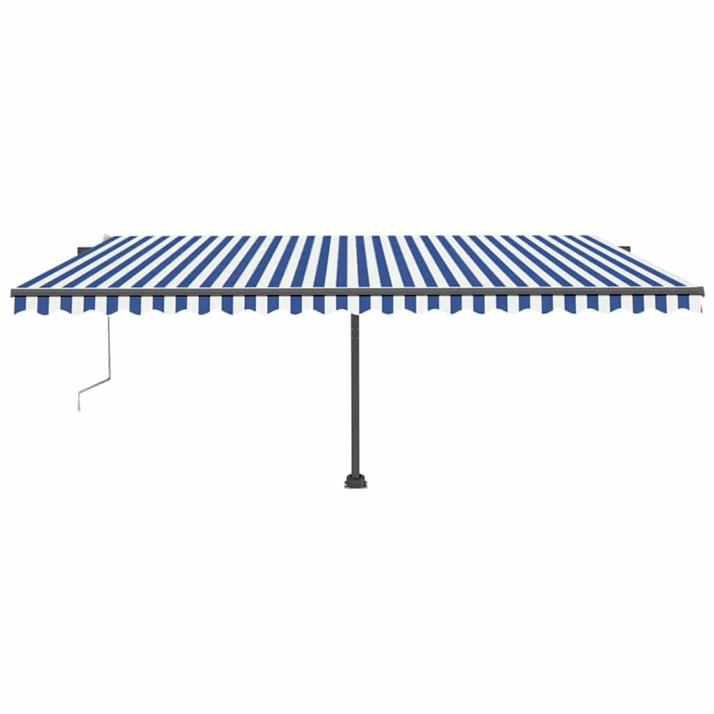 Tenda Automatica con Sensore Vento e LED 500x300 cm Blu Bianca