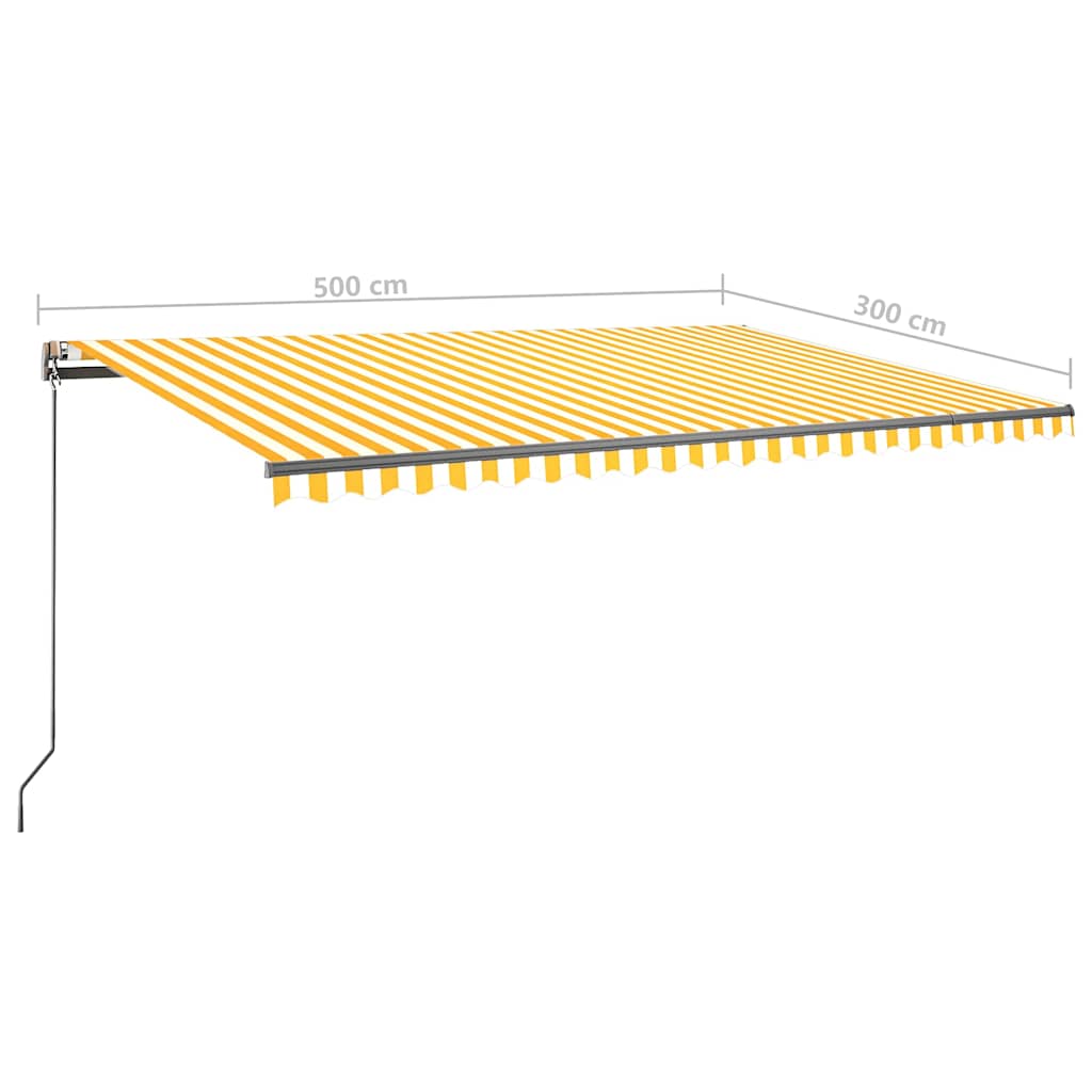 Tenda Automatica Sensore Vento e LED 500x300 cm Gialla Bianca