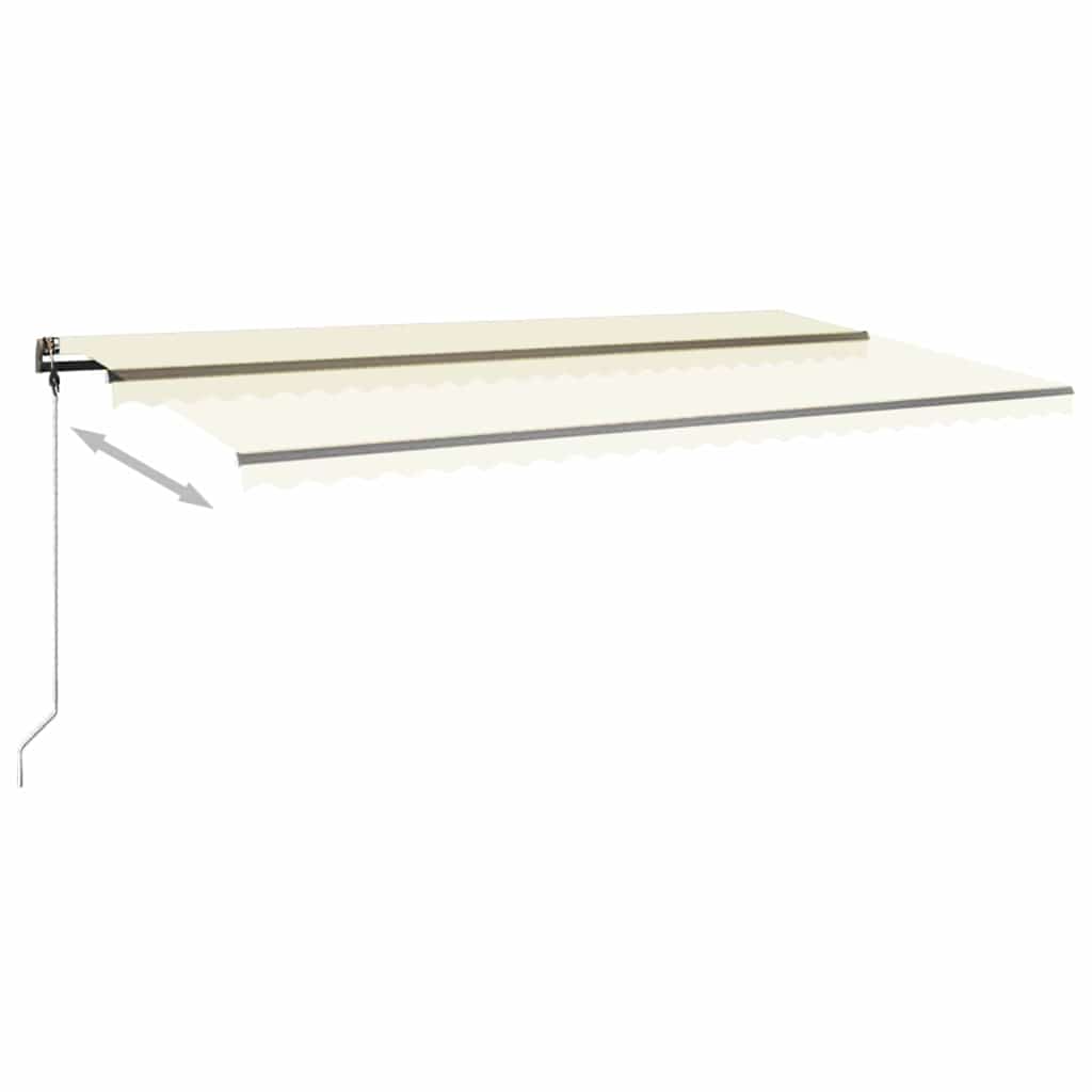 Tenda da Sole Retrattile Manuale con LED 600x300 cm Crema