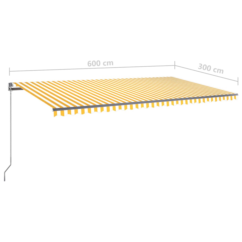 Tenda da Sole Autoportante Automatica 600x300 cm Gialla Bianca