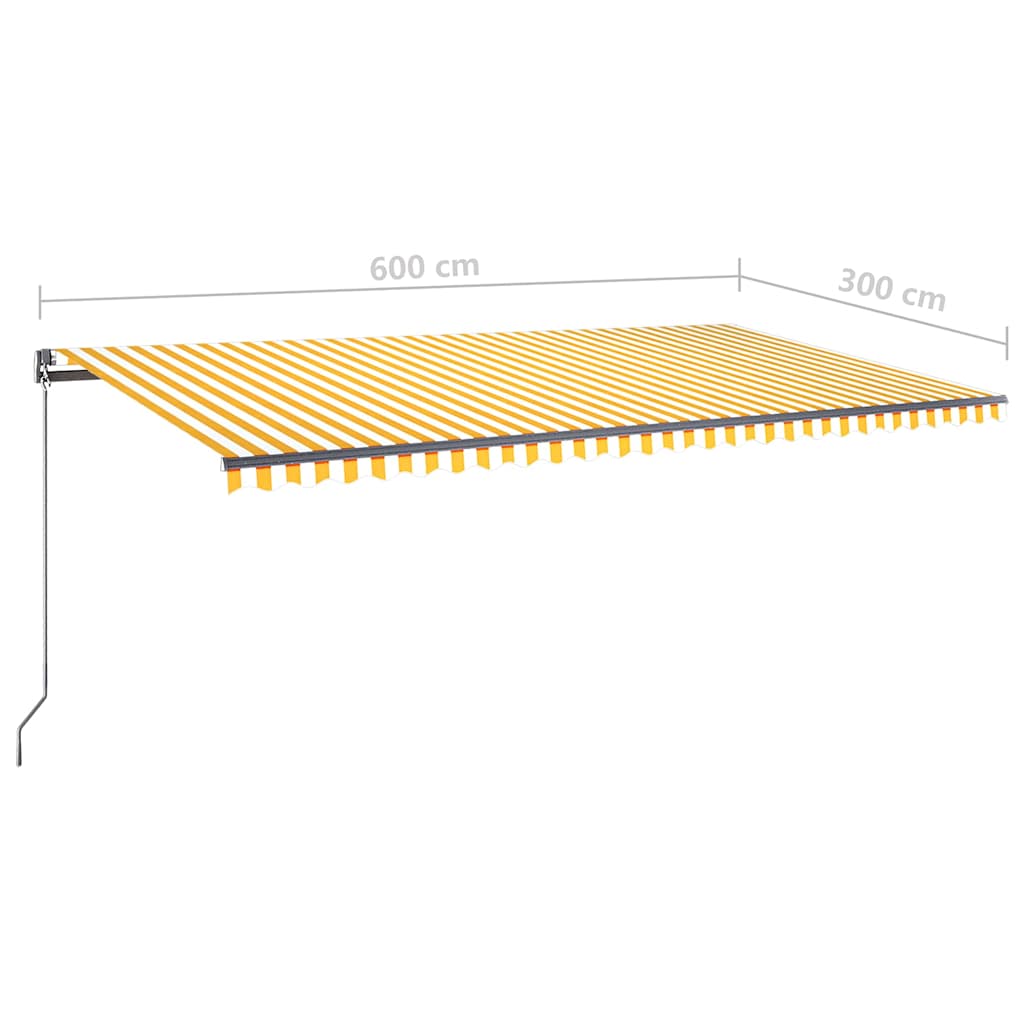 Tenda Automatica con Sensore Vento LED 600x300 cm Gialla Bianca