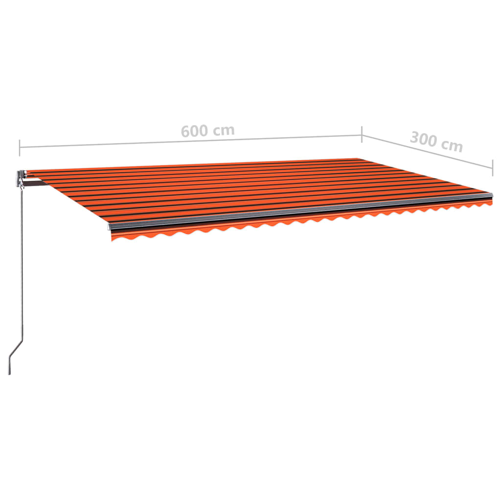 Tenda Automatica Sensore Vento e LED 600x300 cm Arancio Marrone