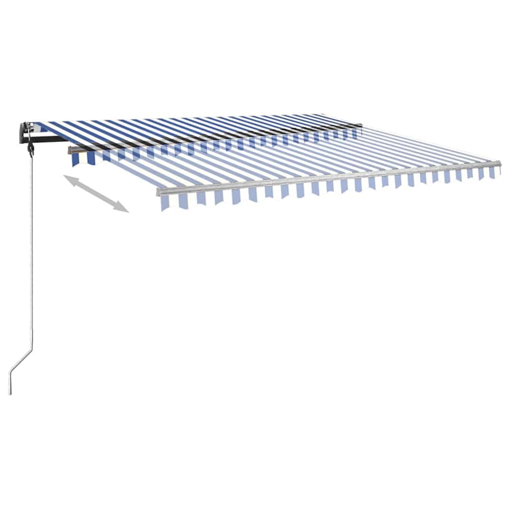 Tenda Retrattile Manuale con Palo 400x350 cm Blu/Bianco