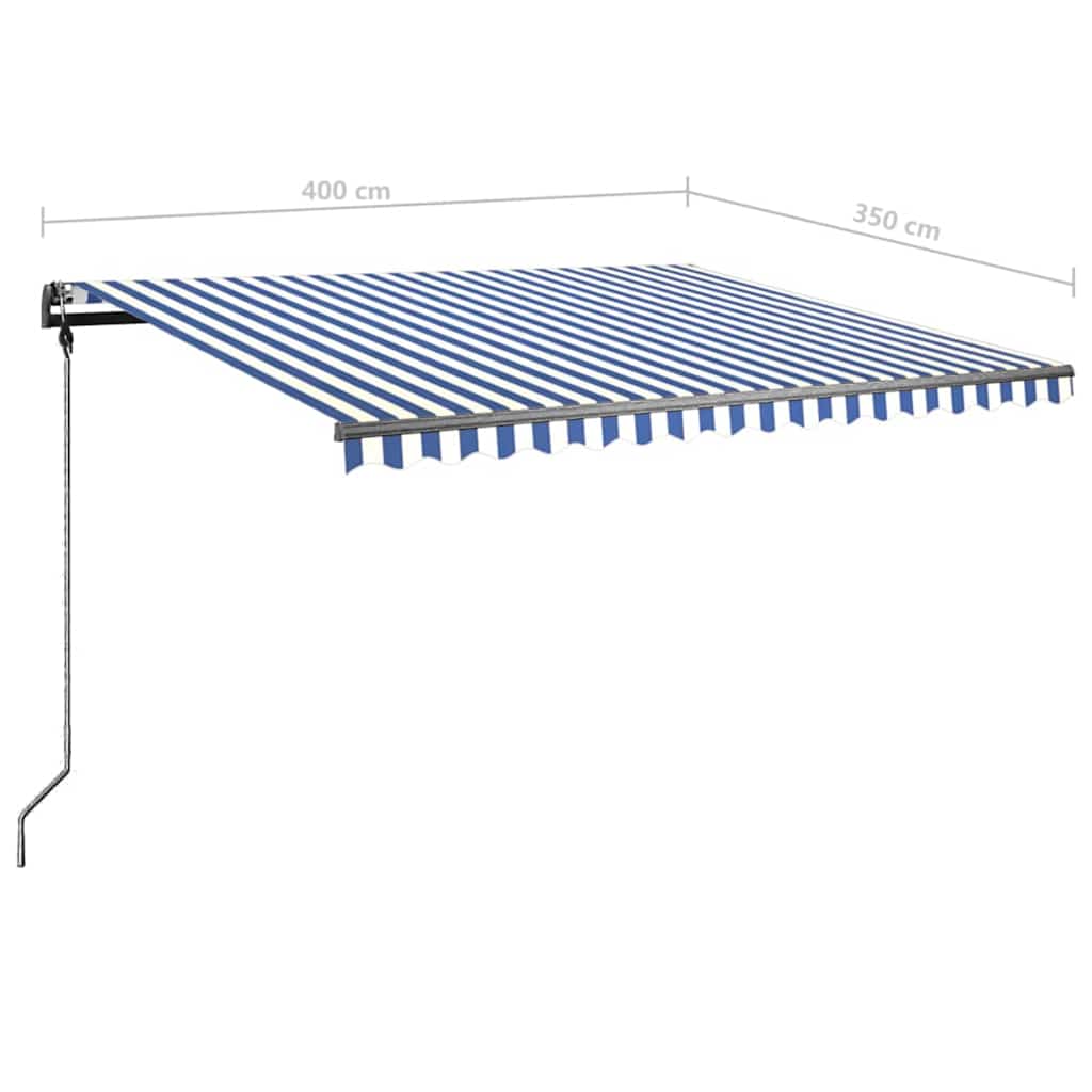 Tenda Retrattile Manuale con Palo 400x350 cm Blu/Bianco