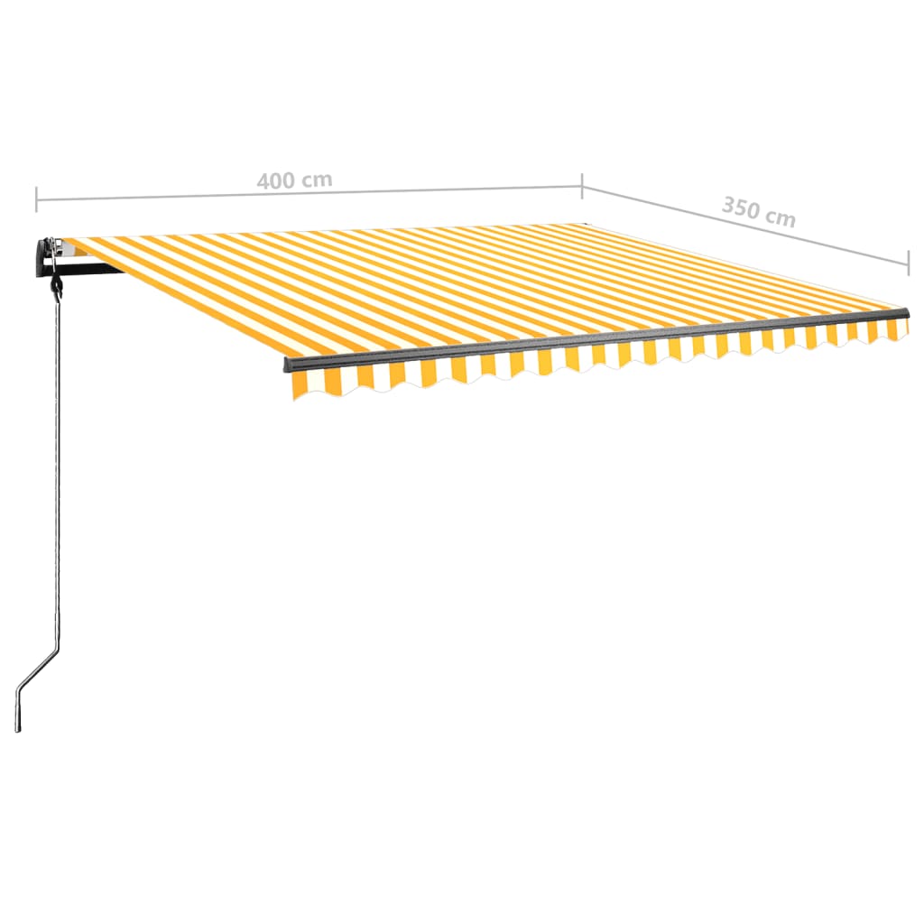 Tenda da Sole Autoportante Manuale 400x350 cm Gialla Bianca