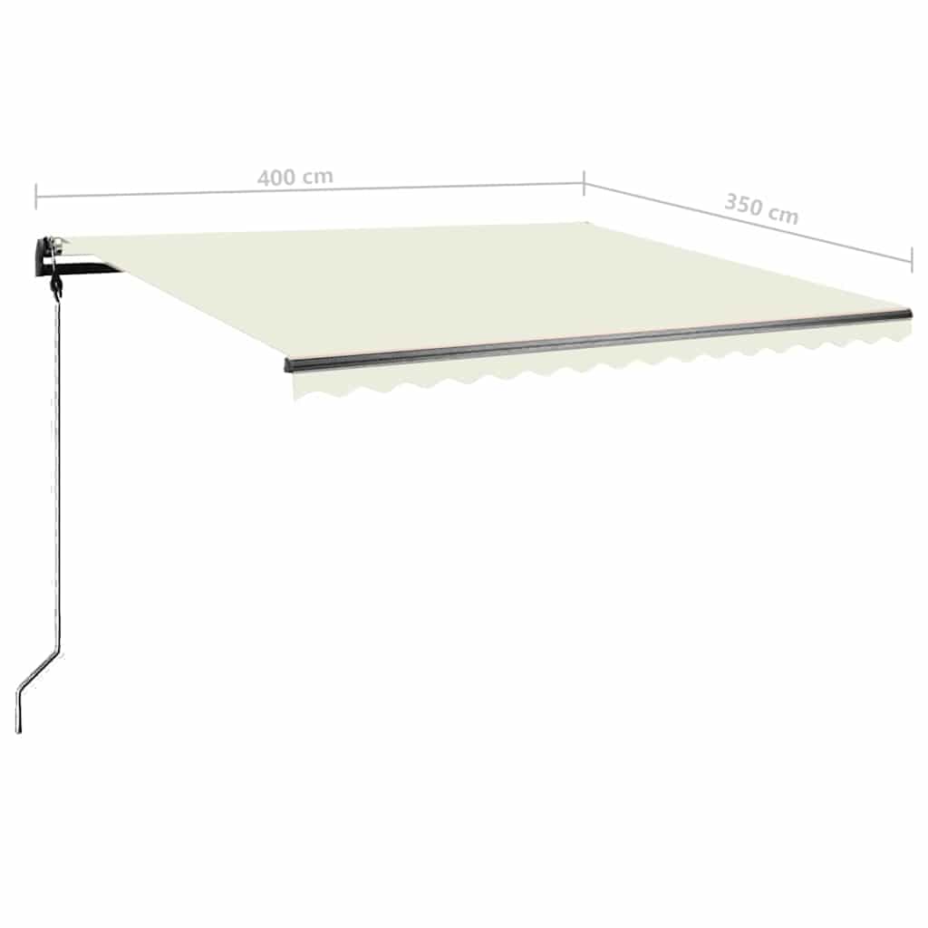 Tenda da Sole Retrattile Manuale con LED 400x350 cm Crema