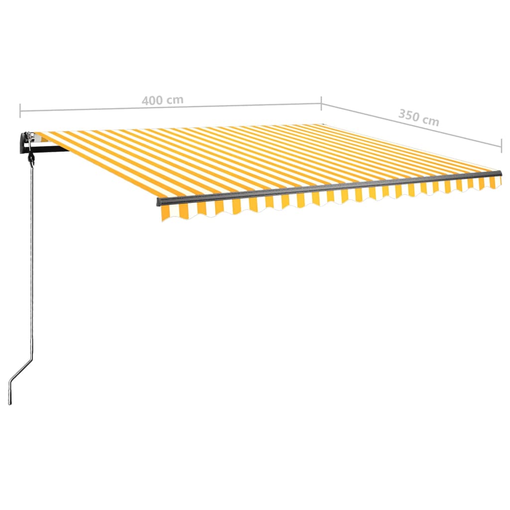 Tenda da Sole Retrattile Manuale LED 400x350 cm Giallo Bianco