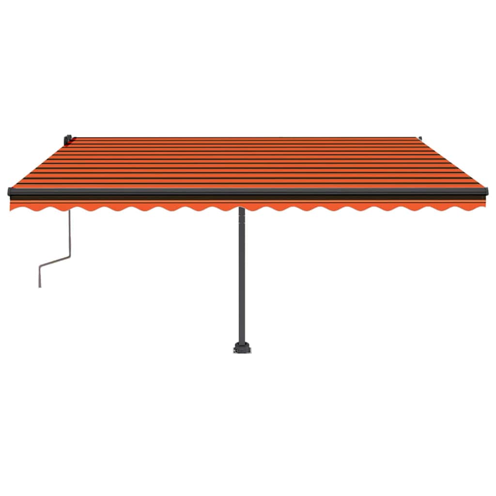 Tenda da Sole Manuale con LED 400x350 cm Arancione e Marrone