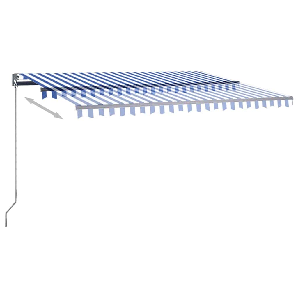 Tenda Automatica con Sensore Vento e LED 400x350 cm Blu Bianca