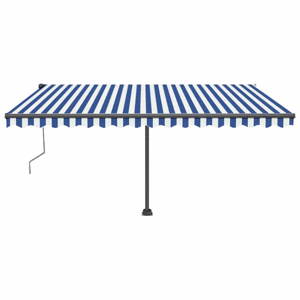 Tenda Automatica con Sensore Vento e LED 400x350 cm Blu Bianca