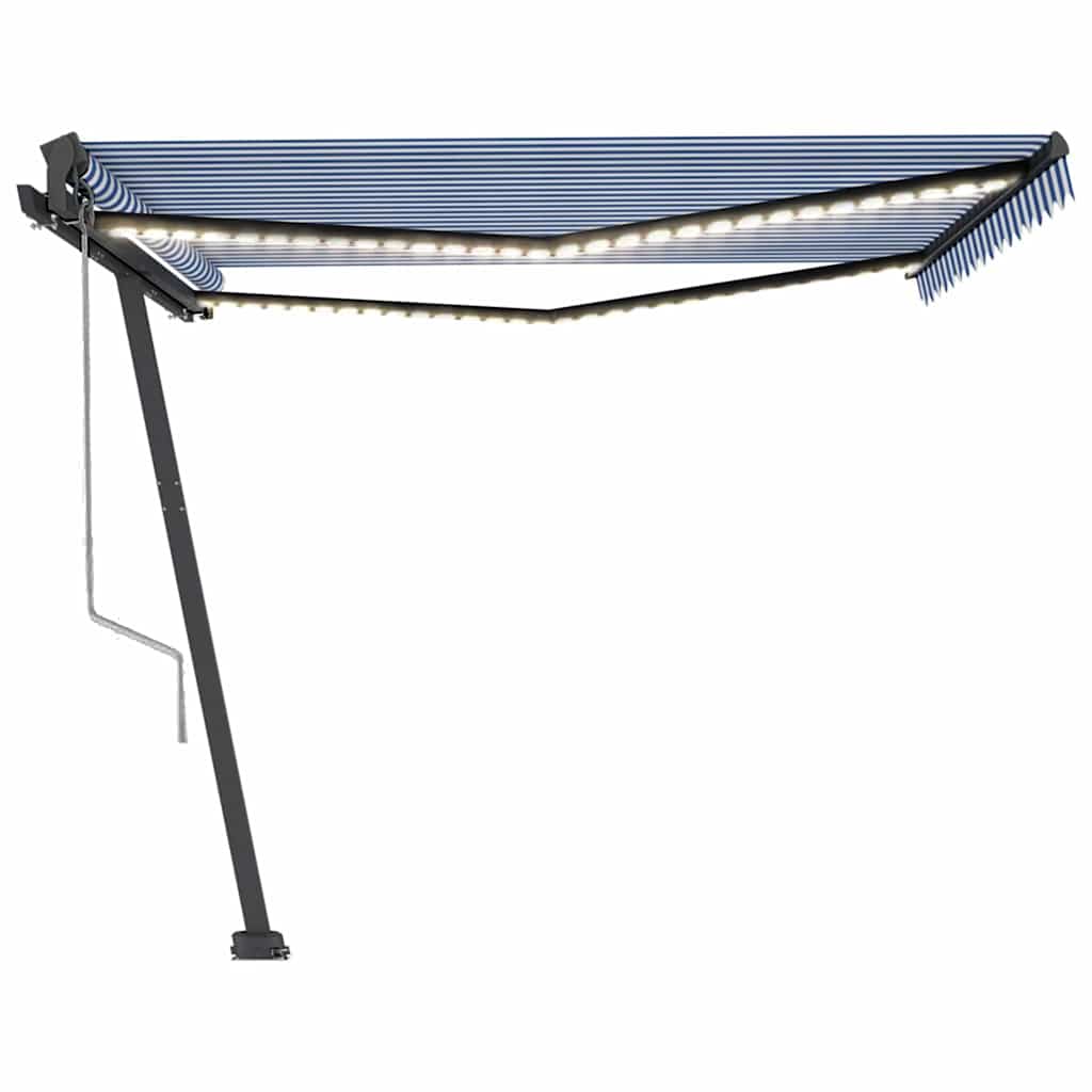 Tenda Automatica con Sensore Vento e LED 400x350 cm Blu Bianca