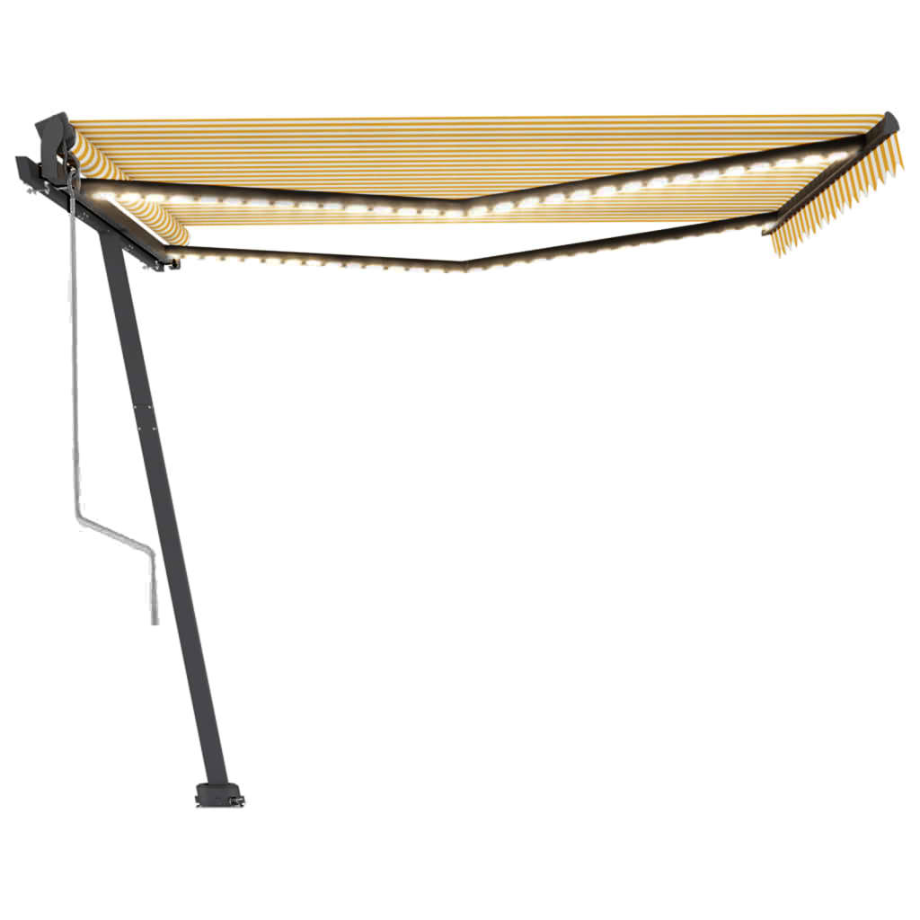 Tenda Automatica Sensore Vento e LED 400x350 cm Gialla Bianca