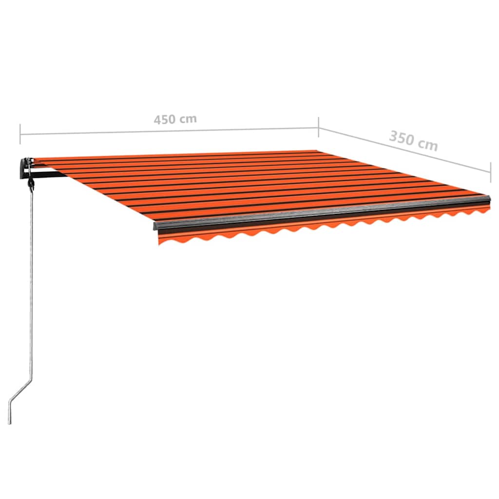 Tenda da Sole Retrattile Manuale LED 450x350 cm Arancio Marrone
