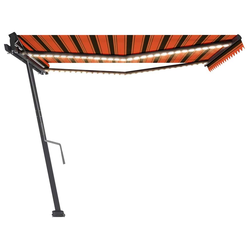 Tenda da Sole Retrattile Manuale LED 450x350 cm Arancio Marrone