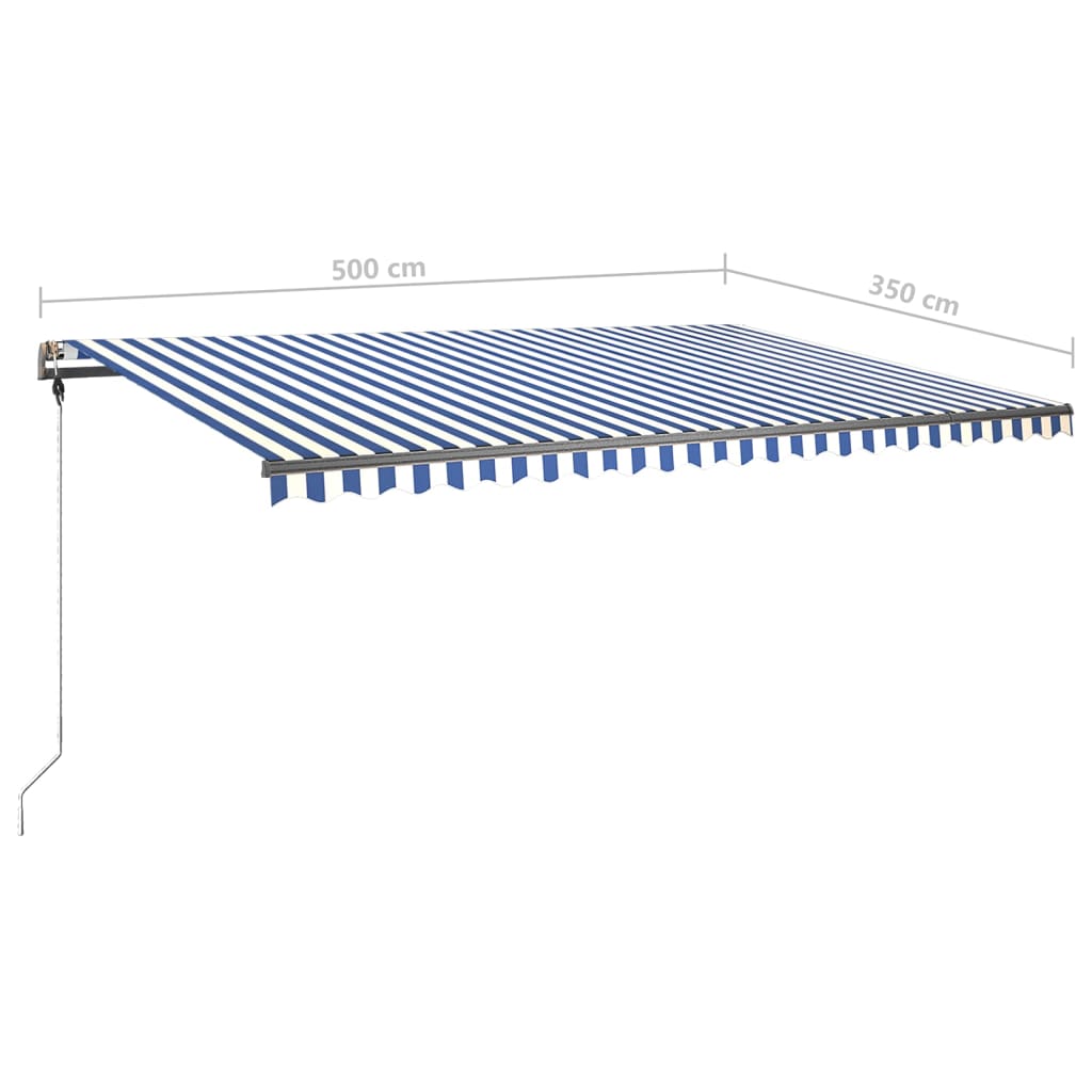 Tenda da Sole Retrattile Manuale LED 500x350 cm Blu e Bianca