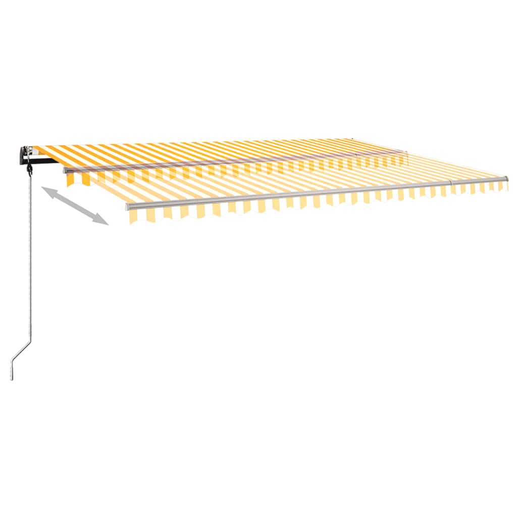 Tenda da Sole Retrattile Manuale LED 500x350 cm Giallo Bianco