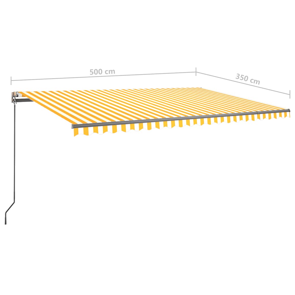Tenda da Sole Retrattile Manuale LED 500x350 cm Giallo Bianco
