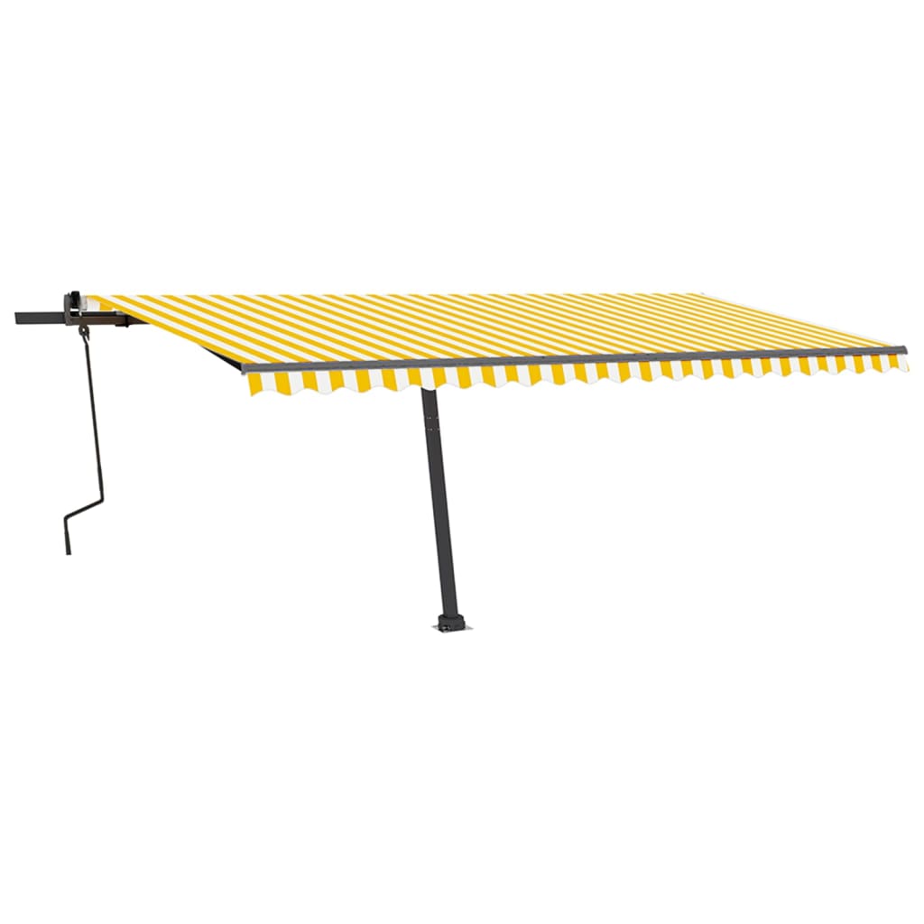 Tenda da Sole Retrattile Manuale LED 500x350 cm Giallo Bianco