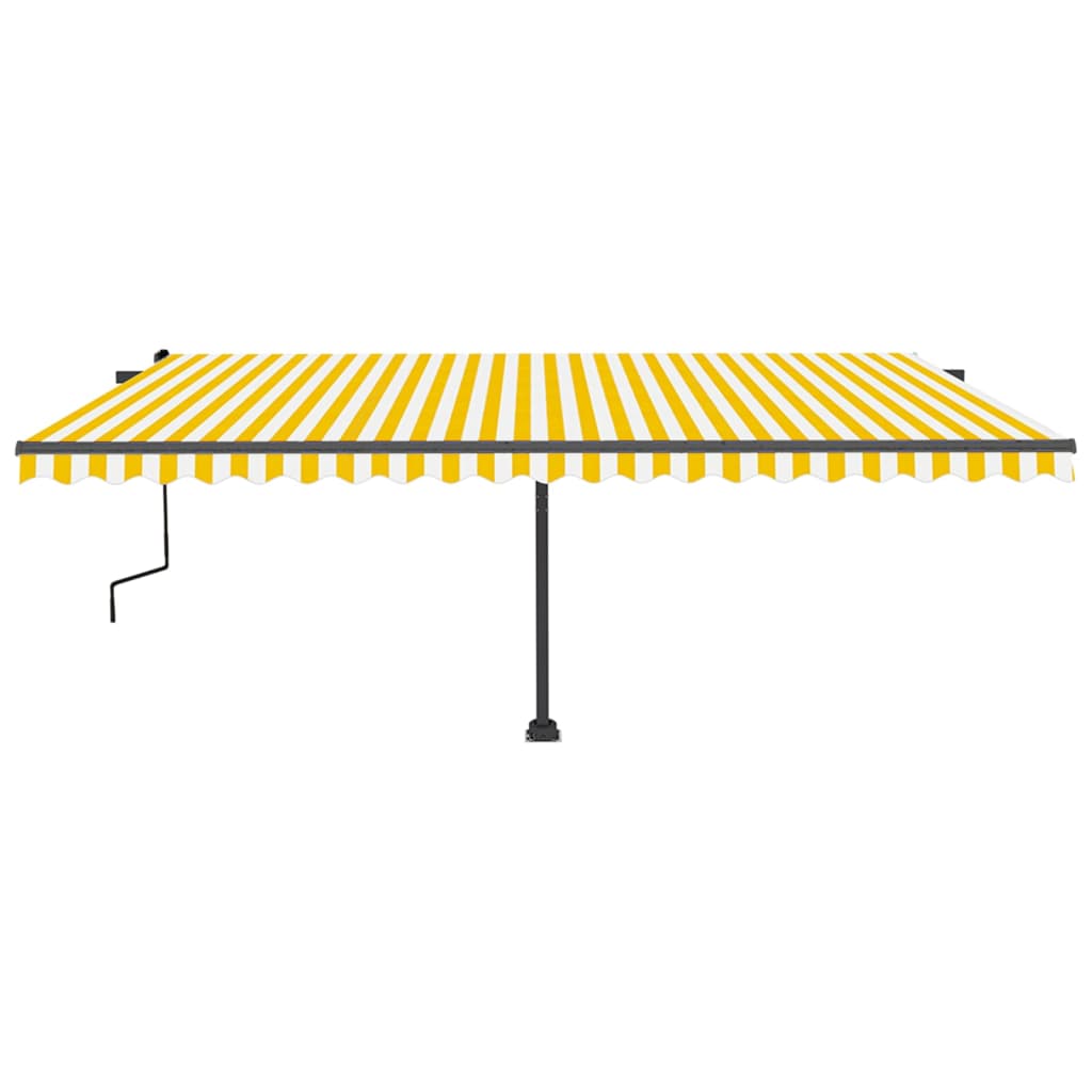 Tenda da Sole Retrattile Manuale LED 500x350 cm Giallo Bianco
