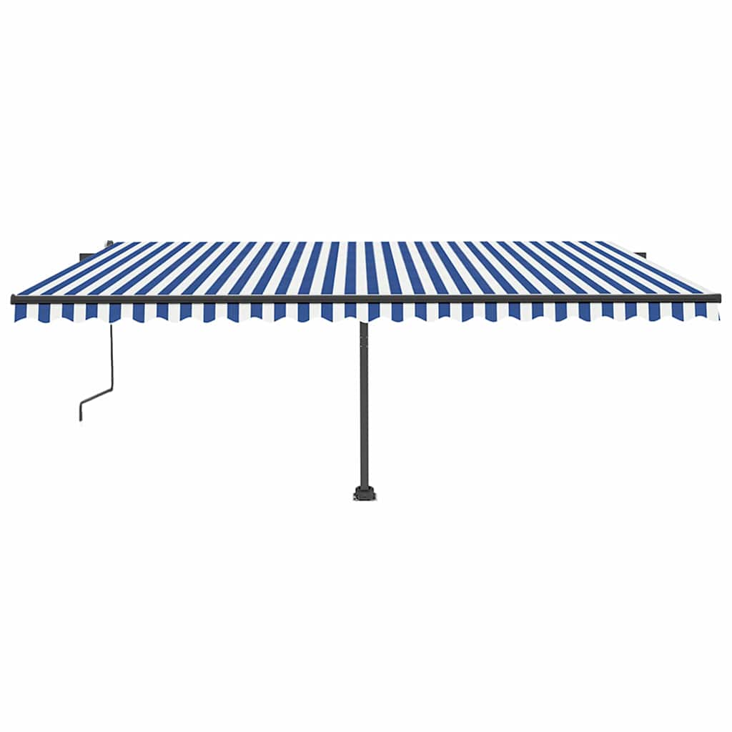 Tenda Automatica con Sensore Vento e LED 500x350 cm Blu Bianca